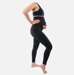 Sleek Black Full Panel Maternity Leggings By Bump'n Size S